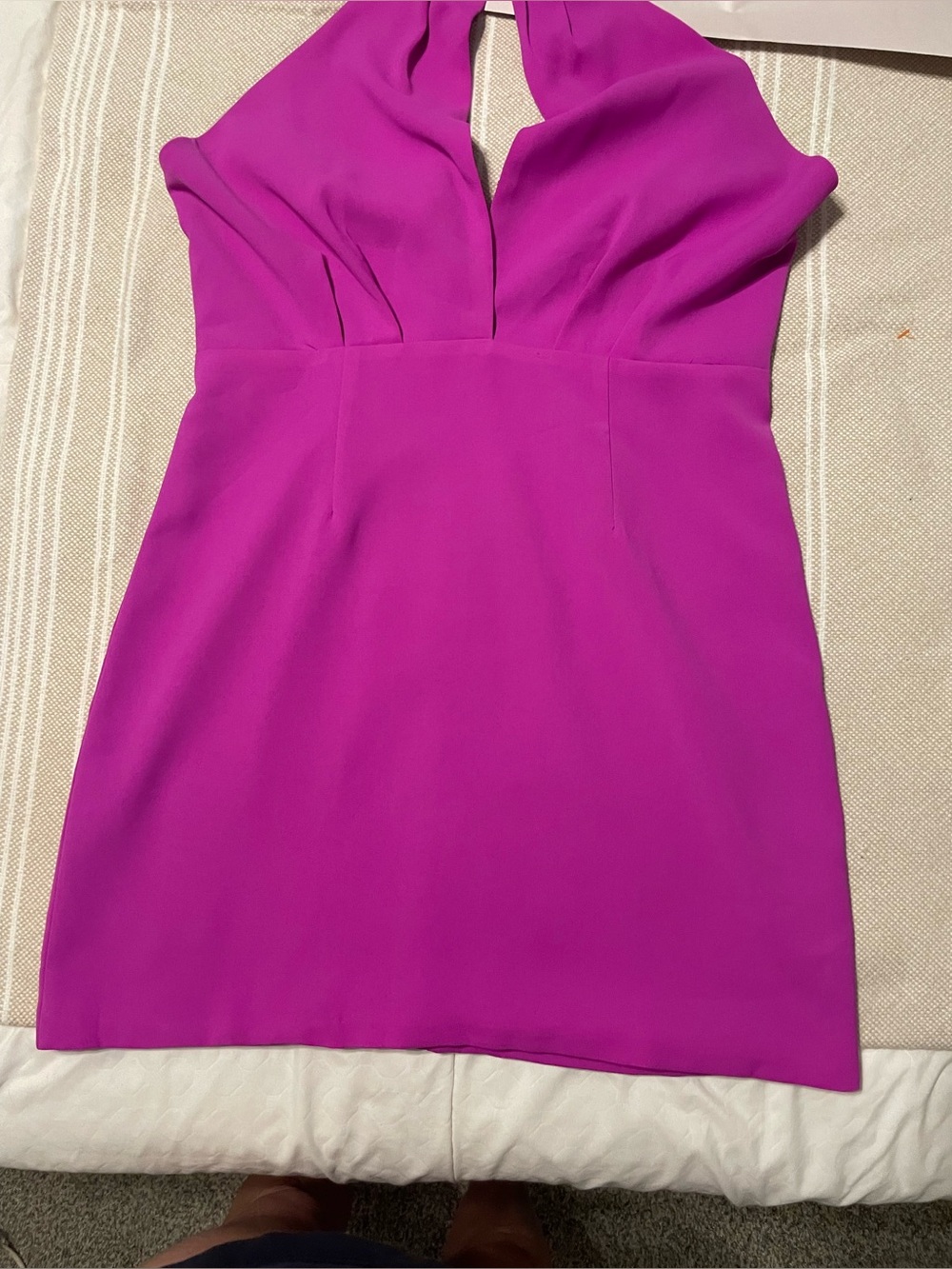 DO+BE Hot Pink Halter Mini Dress Size Large | Deep Plunge Open Back Cocktail - Picture 6 of 9
